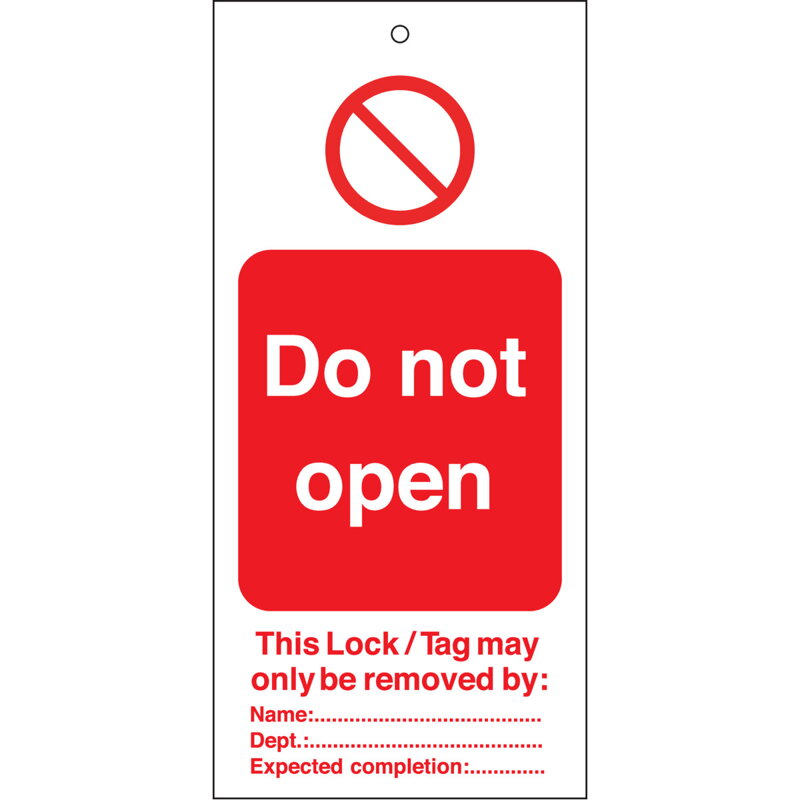 TAG-E-DO NOT OPEN-50X110MM